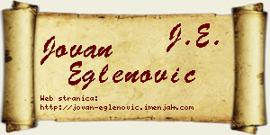 Jovan Eglenović vizit kartica